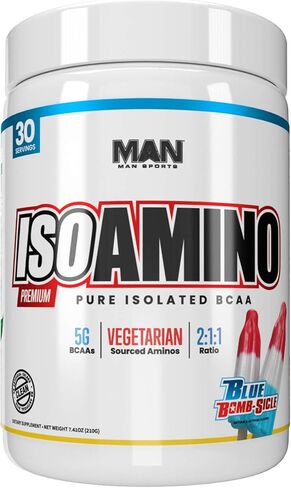 مسحوق الأحماض الأمينية ISO-Amino BCAA من مان سبورتس، قنبلة زرقاء، 30 حصة، 210 جرام in Kuwait