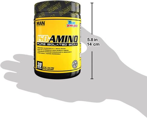 مسحوق الأحماض الأمينية ISO-Amino BCAA من مان سبورتس، قنبلة زرقاء، 30 حصة، 210 جرام in Kuwait