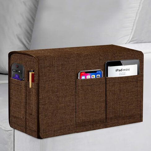 أغطية مسند الذراع من Joywell لغرفة المعيشة، واقي ذراع الأريكة المضاد للانزلاق للكلاب والقطط والحيوانات الأليفة، غطاء منزلق للكرسي مع 4 جيوب للتحكم عن بعد في التلفزيون، والهاتف، قطعة واحدة، بني in Kuwait