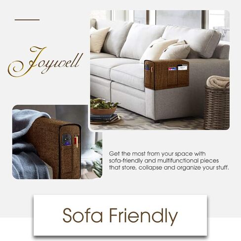 أغطية مسند الذراع من Joywell لغرفة المعيشة، واقي ذراع الأريكة المضاد للانزلاق للكلاب والقطط والحيوانات الأليفة، غطاء منزلق للكرسي مع 4 جيوب للتحكم عن بعد في التلفزيون، والهاتف، قطعة واحدة، بني in Kuwait