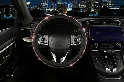1Car Bling Bling Rhinestones Steering Wheel Cover for Women Girls, with Colorful Sparkling Diamond Crystal Microfiber Leather Steering Wheel Cover Universal Fit 15 Inch for SUV, Cars, Trucks (Black) in Saudi Arabia