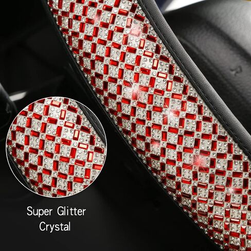 1Car Bling Bling Rhinestones Steering Wheel Cover for Women Girls, with Colorful Sparkling Diamond Crystal Microfiber Leather Steering Wheel Cover Universal Fit 15 Inch for SUV, Cars, Trucks (Black) in Saudi Arabia