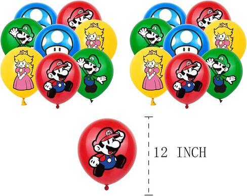 تتضمن لوازم حفلات أعياد الميلاد لماريو لافتة عيد ميلاد سعيد مستوحاة من ماريو - أعلى الكعكة - 24 قطعة علوية للكب كيك - 16 بالونة in Kuwait