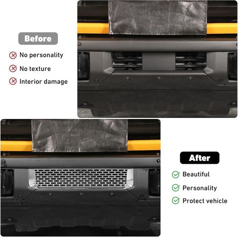 بطانة شبكية من Linskip متوافقة مع Ford Bronco Sport 2021 2022 2023 2024، غطاء حماية للشبكة الأمامية لملحقات Bronco Sport الخارجية (أسود) in Kuwait