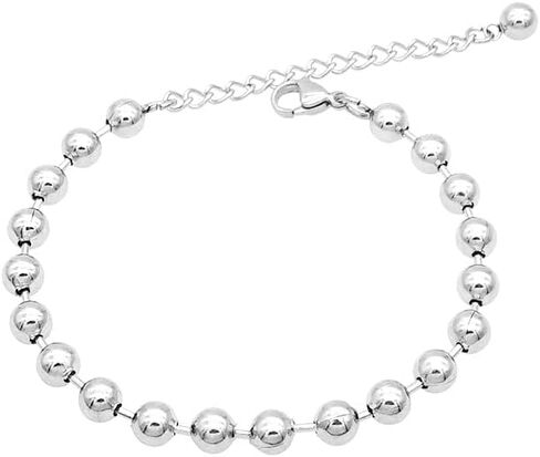 JSEA الفولاذ المقاوم للصدأ 6mm 8mm الكرة سلسلة من الخرز سوار الفضة الخيزران سلسلة ربط سوار النساء الرجال in Saudi Arabia