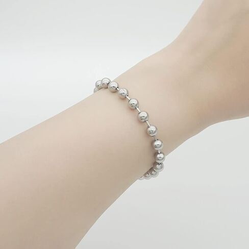 JSEA الفولاذ المقاوم للصدأ 6mm 8mm الكرة سلسلة من الخرز سوار الفضة الخيزران سلسلة ربط سوار النساء الرجال in Saudi Arabia