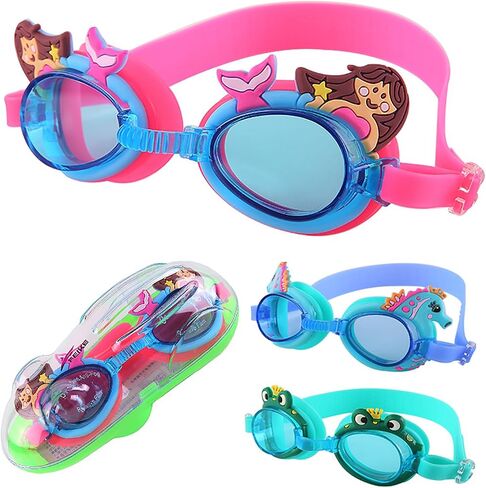 Swimming Goggles for Kids, No Leak Anti Fog UV Swim Goggles Free Ear Plugs Protection Case for Teens Age 3-12 SG7B in Saudi Arabia