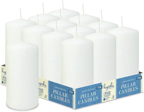 HYOOLA White Pillar Candles 3x6 Inch - Unscented Pillar Candles - 12-Pack - European Made in Saudi Arabia