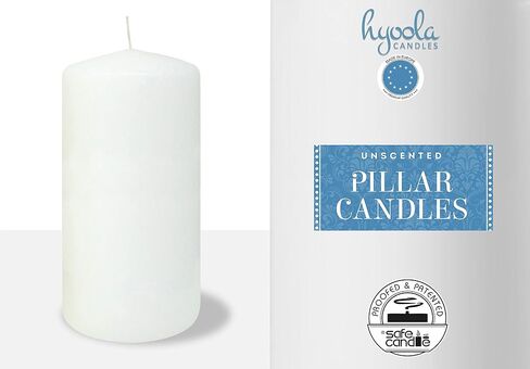 HYOOLA White Pillar Candles 3x6 Inch - Unscented Pillar Candles - 12-Pack - European Made in Saudi Arabia