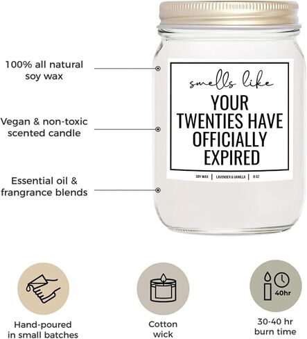 YouNique Designs 30th Birthday Candle Gifts for Women Men, 4 Oz, 30th Birthday Gifts for Her Him, Dirty Thirty 30 Year Old Birthday Gifts, Happy Birthday for Turning 30 (Lavender&VanillaA 4oz) in Saudi Arabia
