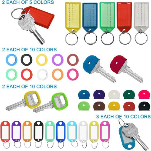 SourceTon 40 غطاء مفتاح يغطي العلامات و40 علامة مفاتيح مع ملصقات، مجموعة أغطية بطاقات المفاتيح لتحديد وحماية المفتاح (أنماط متعددة، ألوان متعددة) in Kuwait