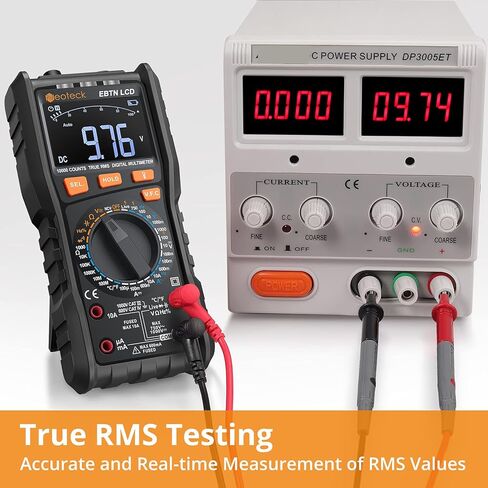 جهاز قياس رقمي متعدد Neoteck True RMS 9999، شاشة LCD EBTN بإضاءة خلفية كبيرة، تصميم متكامل يدوي وتلقائي مزدوج المدى - أسود in Kuwait