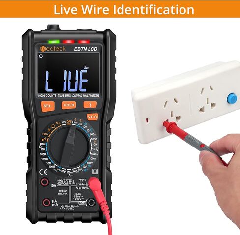 جهاز قياس رقمي متعدد Neoteck True RMS 9999، شاشة LCD EBTN بإضاءة خلفية كبيرة، تصميم متكامل يدوي وتلقائي مزدوج المدى - أسود in Kuwait