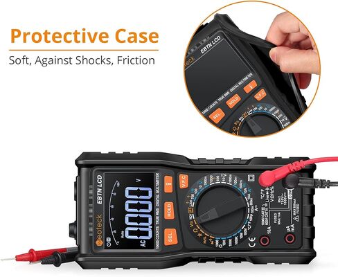 جهاز قياس رقمي متعدد Neoteck True RMS 9999، شاشة LCD EBTN بإضاءة خلفية كبيرة، تصميم متكامل يدوي وتلقائي مزدوج المدى - أسود in Kuwait