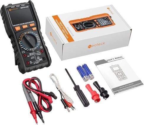 جهاز قياس رقمي متعدد Neoteck True RMS 9999، شاشة LCD EBTN بإضاءة خلفية كبيرة، تصميم متكامل يدوي وتلقائي مزدوج المدى - أسود in Kuwait