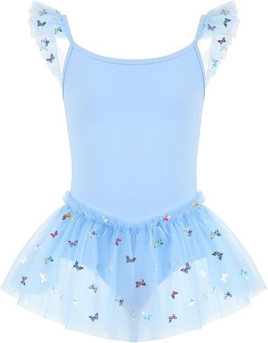 JiAmy الباليه ثياب للفتيات كشكش الأكمام الاطفال فستان رقص التألق توتو تنورة طفل رداء رقص الباليه الزي 2-11 سنة in Kuwait