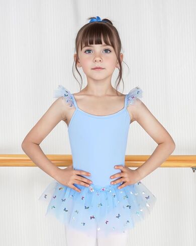 JiAmy الباليه ثياب للفتيات كشكش الأكمام الاطفال فستان رقص التألق توتو تنورة طفل رداء رقص الباليه الزي 2-11 سنة in Kuwait