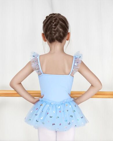 JiAmy الباليه ثياب للفتيات كشكش الأكمام الاطفال فستان رقص التألق توتو تنورة طفل رداء رقص الباليه الزي 2-11 سنة in Kuwait