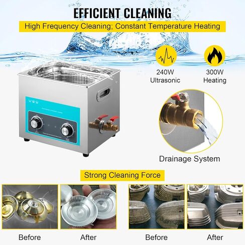 VEVOR 6L Ultrasonic Cleaner, 304 Stainless Steel Professional Knob Control, Ultrasonic Cleaner with Heater Timer for Jewelry Watch Glasses Circuit Board Dentures Small Parts Dental Instrument in Saudi Arabia