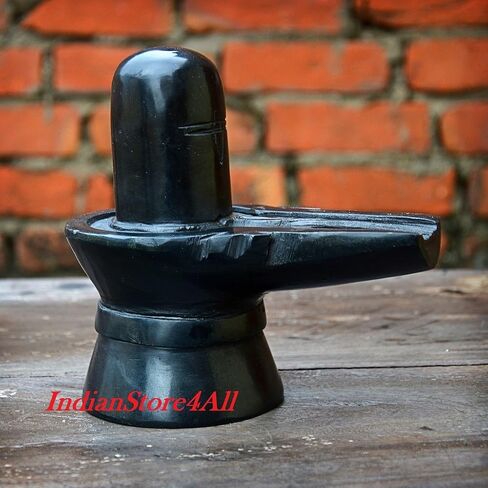 IndianStore4All 100% رخام أسود نادر نقي Shiva Lingam 2 بوصة تقريبًا in Saudi Arabia
