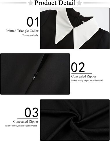 Girls Dress Costume Kids Black Dress with Socks Necklace Short Sleeve Casual Dress Halloween Costumes in Kuwait