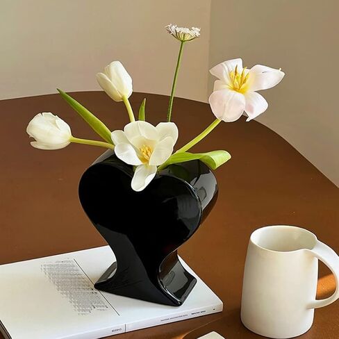 Ceramic Flower Vase, Unique Vase for Home Office Table Decor Housewarming Festival Gift (Amber) in Saudi Arabia