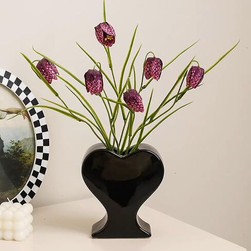 Ceramic Flower Vase, Unique Vase for Home Office Table Decor Housewarming Festival Gift (Amber) in Saudi Arabia