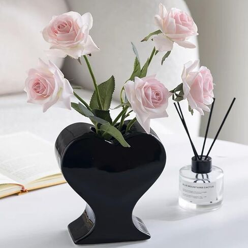Ceramic Flower Vase, Unique Vase for Home Office Table Decor Housewarming Festival Gift (Amber) in Saudi Arabia