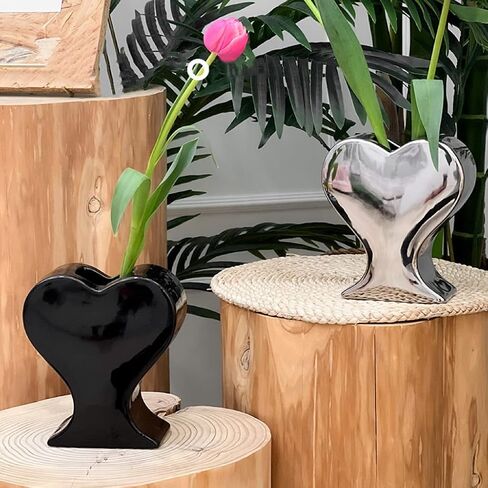 Ceramic Flower Vase, Unique Vase for Home Office Table Decor Housewarming Festival Gift (Amber) in Saudi Arabia