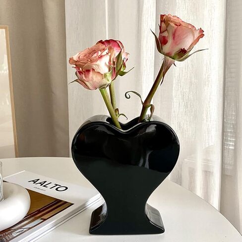 Ceramic Flower Vase, Unique Vase for Home Office Table Decor Housewarming Festival Gift (Amber) in Saudi Arabia