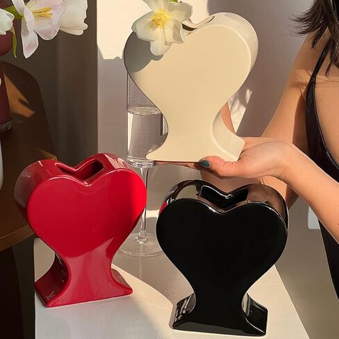Ceramic Flower Vase, Unique Vase for Home Office Table Decor Housewarming Festival Gift (Amber) in Saudi Arabia