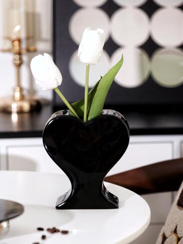 Ceramic Flower Vase, Unique Vase for Home Office Table Decor Housewarming Festival Gift (Amber) in Saudi Arabia