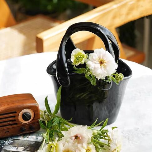Ceramic Flower Vase, Unique Vase for Home Office Table Decor Housewarming Festival Gift (Amber) in Saudi Arabia