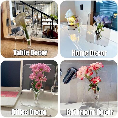 مزهرية من الأكريليك بإطار زهرة مزهرية على الطراز الحديث حامل ترتيب الأزهار لطاولة المكتب المركزية لتزيين المنزل (واضح) in Kuwait