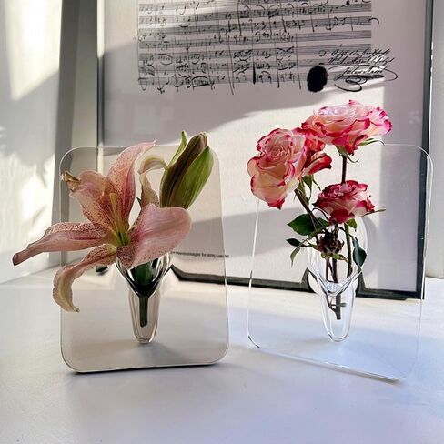 مزهرية من الأكريليك بإطار زهرة مزهرية على الطراز الحديث حامل ترتيب الأزهار لطاولة المكتب المركزية لتزيين المنزل (واضح) in Kuwait