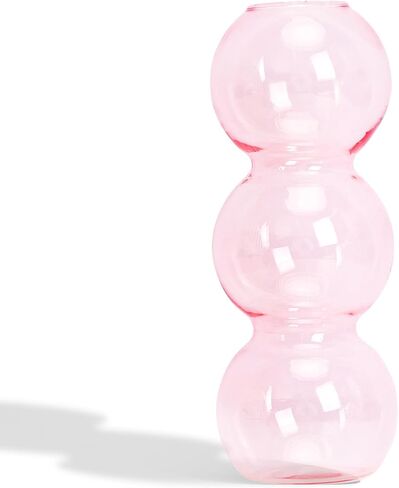 Fixwal Hydroponic Glass Vase, Cute Pink Vase for Flower,Three Balls 6.5" Small Bud Vase for Bookshelf, Dinner Table, Indoor Office Desktop, Meeting Room, Bathroom Decor in Saudi Arabia