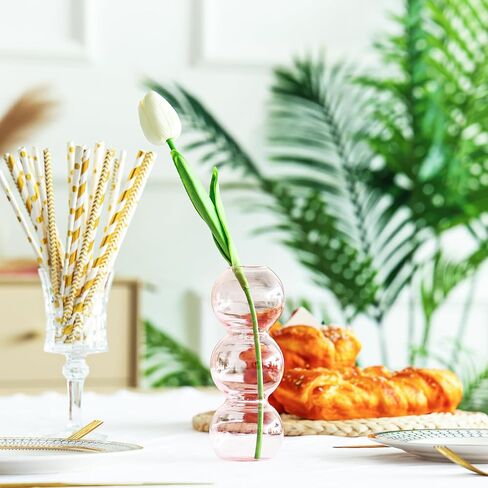 Fixwal Hydroponic Glass Vase, Cute Pink Vase for Flower,Three Balls 6.5" Small Bud Vase for Bookshelf, Dinner Table, Indoor Office Desktop, Meeting Room, Bathroom Decor in Saudi Arabia