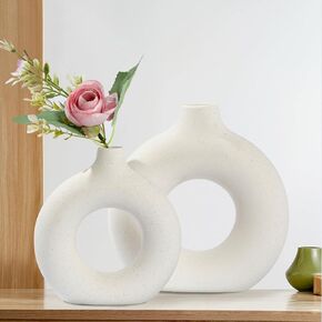 Beige Ceramic Vase Set of 3 Modern Small Vase Home Decor Flower Vase Minimalist Ceramic Vase for Dinning Table Wedding Decoration (3 Set Beige)
