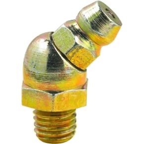 Lumax LX-3303-10 Gold/Silver 6mm x 1mm Taper Metric Thread 45 Degree 0.81" Long Grease Fitting, (Pack of 10)
