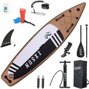 11' x 33" x 6" Inflatable Stand Up Paddle Board,11 ft,Stable Wide,Non-Slip Deck,with Premium SUP Accessories,Backpack, Bottom Fins,Adjustable Paddles,Double-Action Pump