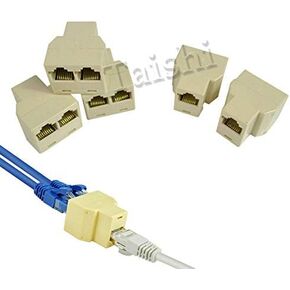 10 x RJ45 Splitter Adapter 1 to 2 Dual Female Port CAT 5/CAT 6 LAN RJ45 Ethernet LAN Network Y Splitter 2 Way Adapter 3 Ports Coupler Connector
