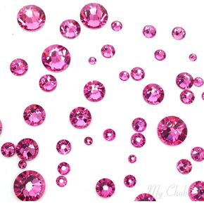 ROSE (209) pink 144 pcs Swarovski 2058/2088 Crystal Flatbacks pink rhinestones nail art mixed with Sizes ss5, ss7, ss9, ss12, ss16, ss20, ss30