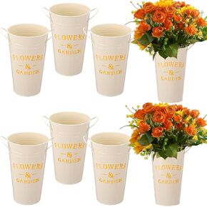 8 قطع 9.8 بوصة دلاء الزهور السائبة المجلفن المعادن زهرية دلو مع مقابض زارع الفرنسية الجدول مزرعة بائع الزهور قطع زهرية لحفل الزفاف in Kuwait