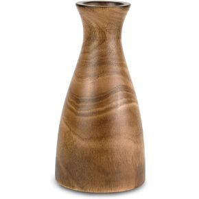 AeraVida Natural Brown Stain Mango Tree Wood Bottle Shaped Slim Vase for Flower, 8 inches