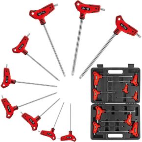 TOMMARS 9PC T Handle Allen Wrench Set, Metric T Handle Hex Key Set Ball End, Metric 2-10 mm, S2 Steel