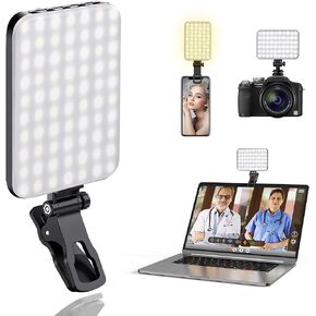ALTSON 60 LED Portable Selfie Light Video Conference Lighting with Clip & Camera Tripod Adapter Rechargeable 2200mAh CRI 97+, 9 Light Modes for Phone iPhone Webcam Laptop Photo Makeup
