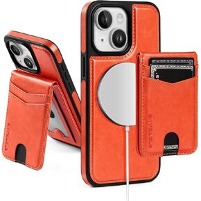 Compatible Magsafe 2 in 1 Detachable iPhone 15 Wallet Case with Card Holder for Women Men,Magnetic PU Leather RFID Blocking Flip Kickstand Credit Slots for Apple 15,Black