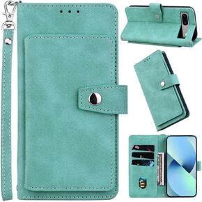 for Google Pixel 7 Wallet Case 5G (2022) with Card Holder and Folding Kickstand,PU Leather Cover+TPU Inner Magnet Press Button with Wrist Lanyard for Pixel 7 (6.3") Flip Cover,Black