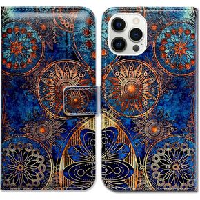 Bcov iPhone 14 Pro Max Case, Black Bird Green Leather Flip Phone Case Wallet Cover with Card Slot Holder Kickstand for iPhone 14 Pro Max
