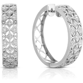 Natalia Drake Antique Style 1/5 Cttw Diamond Hoop Earrings for Women in Rhodium Plated 925 Sterling Silver